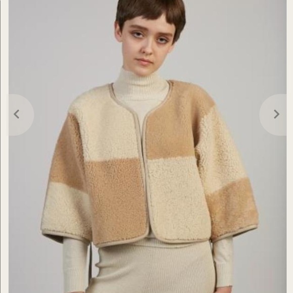 Milena Silvano Shearling Cropped Coat, Honey Combo - Picture 3 of 16